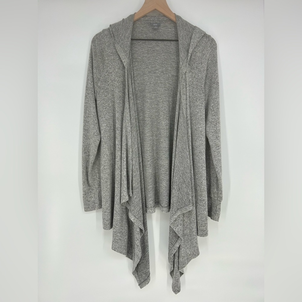 Aerie Gray Hooded Asymmetrical Open Front Cardigan Sweater In Women's Small‎